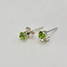 Load image into Gallery viewer, August! 3mm Created Peridot & Silver Earrings 10146H - PremiumBead Alternate Image 2
