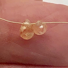 Load image into Gallery viewer, Natural Imperial Topaz Faceted Briolette Beads | 5x4mm | Yellow/Pink | 2 Beads |