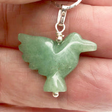 Load image into Gallery viewer, Aventurine Dove Pendant Necklace | Semi Precious Stone Jewelry | Silver Pendant - PremiumBead Alternate Image 2