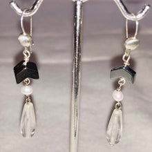 Load image into Gallery viewer, Hematite Pearl Quartz and Silver Earrings 310657 - PremiumBead Alternate Image 3