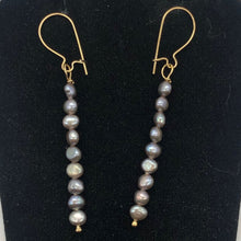 Load image into Gallery viewer, Dark Champagne Bubble Fresh Water Pearl 14K Gold Filled Earrings | 2" Long |