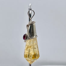 Load image into Gallery viewer, Carved Topaz Ruby Sterling Silver Pendant | 1 3/4" Long | Golden Red | 1 Pendant