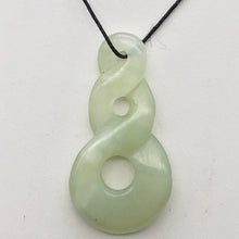 Load image into Gallery viewer, Carved Natural Serpentine Infinity Pendant with Simple Black Cord 10821F | 45x23x6mm | Light Green - PremiumBead Primary Image 1