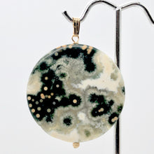 Load image into Gallery viewer, White Gray Green Gold Ocean Jasper & 14K Gold Filled Pendant | 36mm | 2" Long |