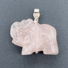 Load image into Gallery viewer, Trumpeting Rose Quartz Elephant & Solid Sterling Silver Pendant 508570S