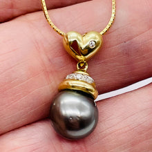 Load image into Gallery viewer, South Sea Pearl 14K Gold Drop Pendant | 1" Long | Gray | 1 Pendant |