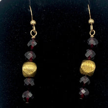 Load image into Gallery viewer, 14K Gold Filled Faceted Rhodolite Garnet Earrings | 1 3/4 inches long |