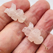 Load image into Gallery viewer, 2 Rose Quartz Carved Seahorse Beads | 35x19x5mm | Pink
