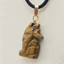 Load image into Gallery viewer, Tiger's Eye Wolf Pendant Necklace | Semi Precious Stone Jewelry | 14k Pendant