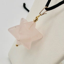 Load image into Gallery viewer, Kabbalah Carved Rose Quartz Merkaba Star 14Kgf Pendant | 25x15x15mm (Star), 6mm (Bail Opening), 1.43" (Long) | Pink/Gold - PremiumBead Alternate Image 2