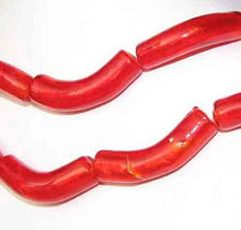 Load image into Gallery viewer, 2 Flame Red Elbow Lampwork Glass Foil Beads 009492 - PremiumBead Primary Image 1
