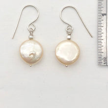 Load image into Gallery viewer, Natural Peach Coin FW Pearl Drop/Dangle Earrings | 1 1/4" Long | Peach |
