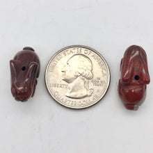 Load image into Gallery viewer, Hoppity 2 Hand Carved Brecciated Jasper Bunny Rabbit Beads | 22x12x10m | Red - PremiumBead Alternate Image 12