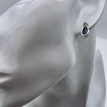 Load image into Gallery viewer, December 11x7mm Created Blue Topaz Sterling Silver Stud Earrings 10154G