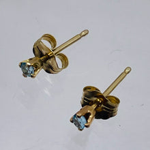 Load image into Gallery viewer, Blue Zircon 14K Gold Earrings Stud Round | 2mm | Blue | 1 Pair |