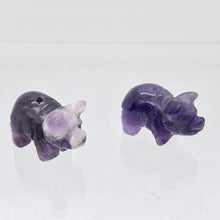 Load image into Gallery viewer, 2 Purple Piggies Hand Carved Amethyst Pig Beads | 22x13x11mm | Purple - PremiumBead Primary Image 1