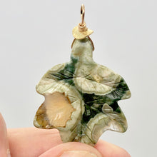 Load image into Gallery viewer, Ryolite RainForest Jasper Leaf 14K Gold Filled| 1.75 |Green/White/Gold|1 Pendant