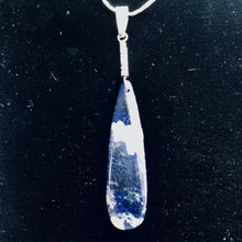 Load image into Gallery viewer, Sodalite Sterling Silver Teardrop | 3" Long | Blue/White | 1 Pendant |