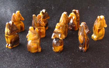Load image into Gallery viewer, Howling New Moon 2 Carved Tiger's Eye Wolf Coyote Beads | 21x11x8mm | Golden Brown - PremiumBead Alternate Image 9