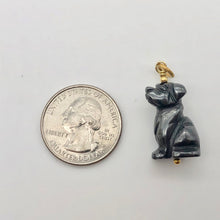 Load image into Gallery viewer, Faithful Hematite Hand Carved Dog 22K Vermeil Pendant 509261HMG - PremiumBead Alternate Image 3