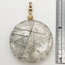 Load image into Gallery viewer, Tourmalated Quartz Beautiful Round 14K Gold Filled Pendant | 30mm | Disc |