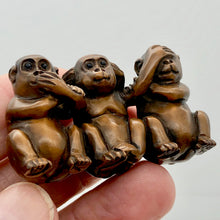 Load image into Gallery viewer, No Evil Monkey Carved Boxwood Signed Ojime/Netsuke Bead - PremiumBead Alternate Image 5