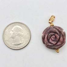 Load image into Gallery viewer, Pretty in Pink! Rhodonite Rose and 14K Gold FilledPendant | 20mm | 1.5" Long - PremiumBead Alternate Image 7