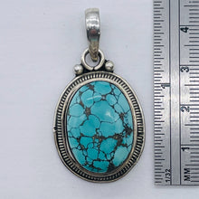 Load image into Gallery viewer, Turquoise Sterling Silver Native Oval Pendant | 1 3/4" Long | Blue/Black | 1 |