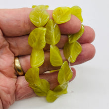 Load image into Gallery viewer, Hand Carved Korean Jade Leaf Bead Strand 110167
