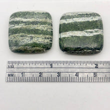 Load image into Gallery viewer, Jasper Zebra Stone Square | 25x25x7mm | Green White | 2 Bead(s)