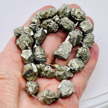 Load image into Gallery viewer, Pyrite Crystals Nugget Strand | 21x18x12 to 14x14x14mm | Silver Gold | 25 Beads|