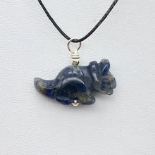 Load image into Gallery viewer, Sodalite Triceratops Dinosaur with Sterling Silver Pendant 509303SDS | 22x12x7.5mm (Triceratops), 5.5mm (Bail Opening), 7/8" (Long) | Blue - PremiumBead Primary Image 1