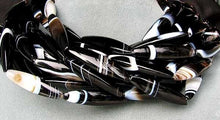 Load image into Gallery viewer, 2 Beads of Black & White Sardonyx 3-Sided 40x10mm Tube Beads 005983 - PremiumBead Alternate Image 4