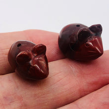 Load image into Gallery viewer, Cute Brecciated Jasper Carved Mouse Beads | 19x11x11 mm | Red