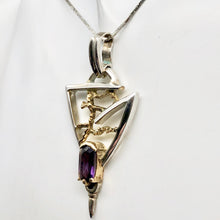 Load image into Gallery viewer, Amethyst Sterling Silver Pendant with 18K Gold Accent - PremiumBead Alternate Image 6

