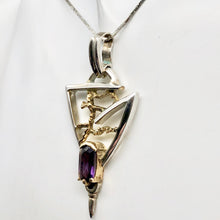 Load image into Gallery viewer, Amethyst Sterling Silver Pendant with 18K Gold Accent - PremiumBead Alternate Image 6