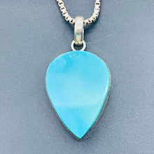 Load image into Gallery viewer, Turquoise Sterling Silver Native Pendant | 2" Long | Blue/Silver |1 Pendant