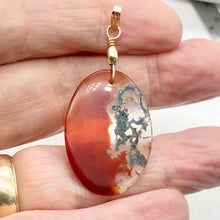 Load image into Gallery viewer, Moss Agate Oval 14K Gold Filled Pendant | 2" Long | Red Green Clear | 1 Pendant|
