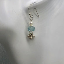 Load image into Gallery viewer, Aquamarine Pearl Drop Earrings | 1 1/4" Long | Blue White | 1 Pair |