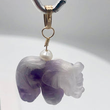 Load image into Gallery viewer, Natural Amethyst Carved Elephant 14Kgf Pendant | 20x16x9mm (Elephant) 4mm (Bail Opening) | Purple - PremiumBead Primary Image 1