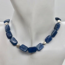 Load image into Gallery viewer, Kyanite and Sterling Silver Rectangle Bead Necklace | 20 inch | Blue and Silver|