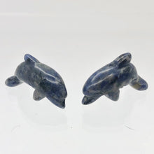 Load image into Gallery viewer, Unique 2 Carved Sodalite Jumping Dolphin Beads | 25x11x8mm | Blue white - PremiumBead Primary Image 1