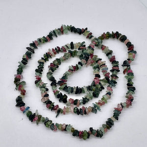 Fluorite Chip Bead Necklace | 30" Long | Pink Green| Aproxoximately 390 Beads |