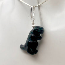 Load image into Gallery viewer, Black Obsidian T- Rex Pendant Necklace|Semi Precious Jewelry| Silver Pendant | - PremiumBead Alternate Image 5