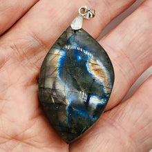 Load image into Gallery viewer, Labradorite Sterling Silver Natural | 1 1/2" Long | Blue Orange | 1 Pendant |