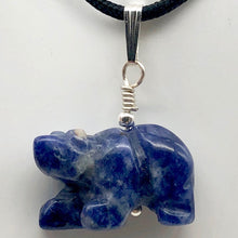 Load image into Gallery viewer, Roar! Hand Carved Natural Sodalite Bear Sterling Silver Pendant - PremiumBead Primary Image 1