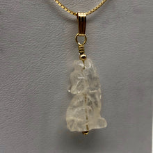 Load image into Gallery viewer, Howling! Clear Quartz 14K Gold Filled Wolf Coyote Pendant 509282QZG - PremiumBead Alternate Image 6