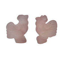 Load image into Gallery viewer, 2 Cute Carved Rose Quartz Rooster Beads