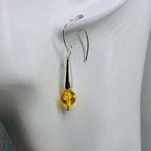 Load image into Gallery viewer, Amber Sterling Silver Bead Earrings | 1 1/2" Long | Yellow | 1 Pair |