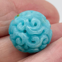 Load image into Gallery viewer, Amazonite AAA Intricately Carved Round Bead | 17mm | Blue | 1 Bead |
